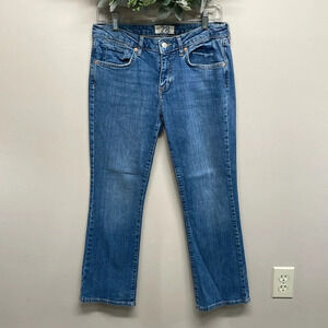 We The Free By Free People Liv Crop Flare Mid Rise Denim Jeans Etna Blue 28